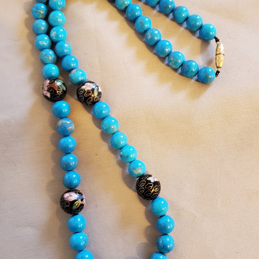 24" Genuine TURQUOISE Bead necklace HANDMADE